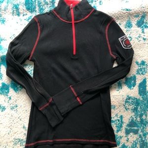Ralph Lauren Active | Size M black with red detailing ski waffle knit half zip